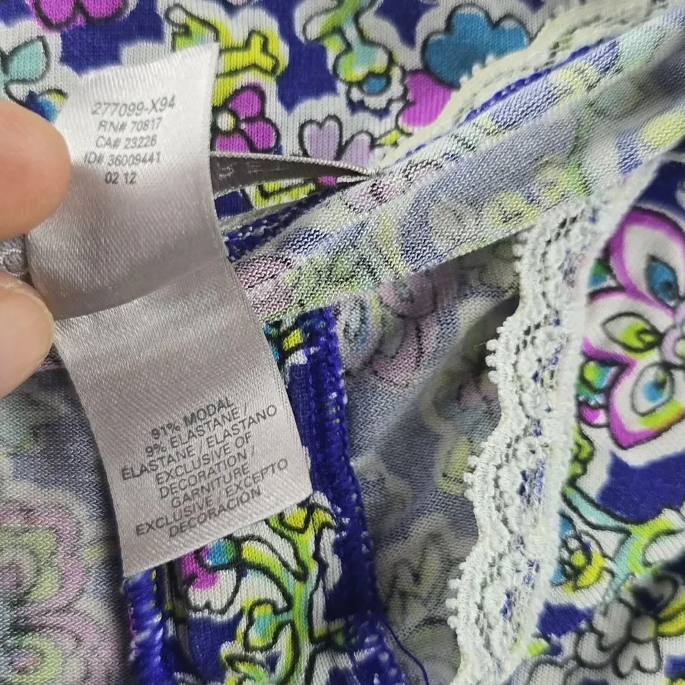 Victoria's Secret Blue Floral Lace Trim Cami Romper‎ Small